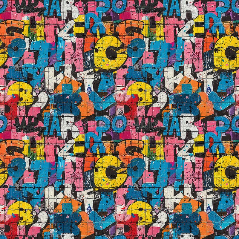 Multicolored Pattern of Letters and Numbers royalty free stock photo