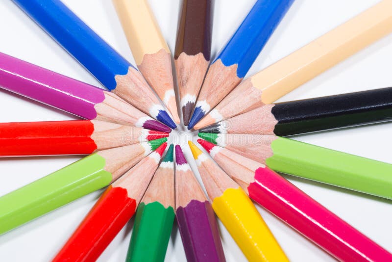 Multicolored Pencils in Circle Stock Photo - Image of arts, artist: 39528228