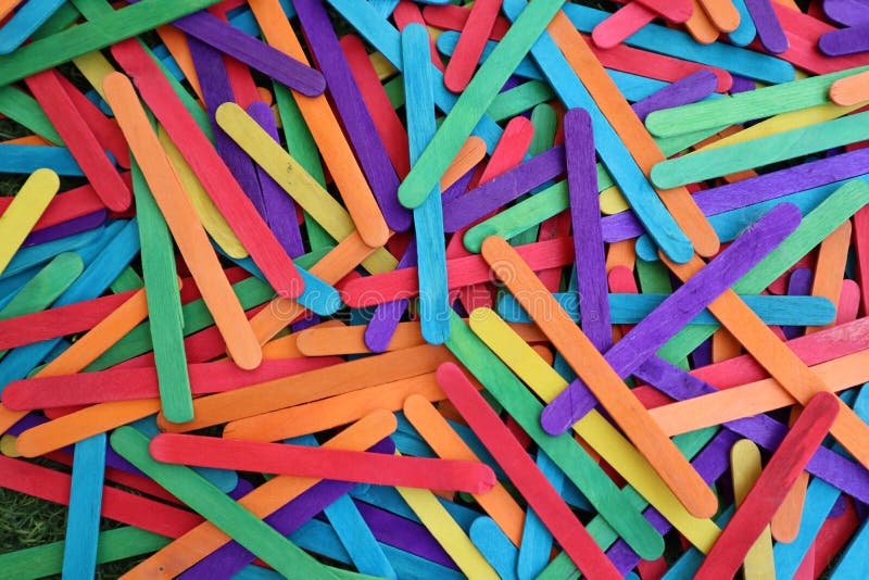 Multicolored Popsicle Sticks in Bulk in Shades of Purple Red Light Blue  Yellow Orange Green for Desktop Background E Stock Photo - Image of  popsicle, purple: 195514152