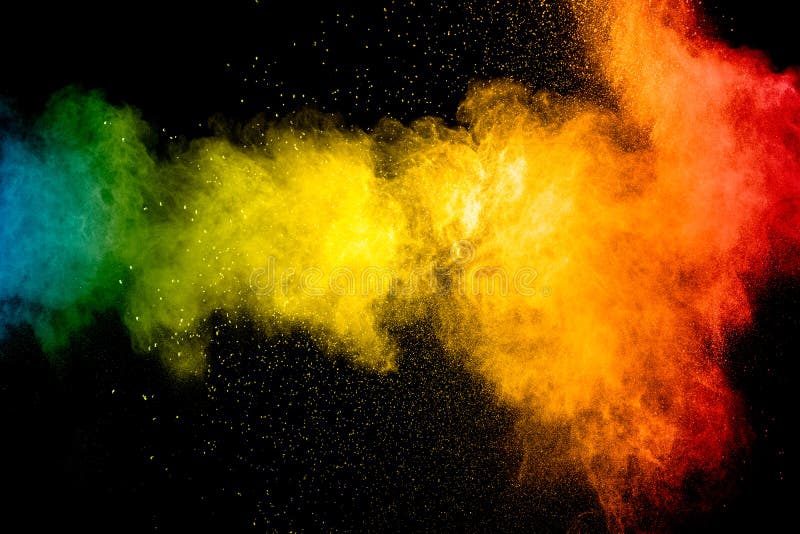 Multicolored powder explosion on black background.Colorful red yellow blue splash cloud on background royalty free stock images Multicolored powder explosion on black background.Colorful red yellow blue splash cloud on background royalty free stock images