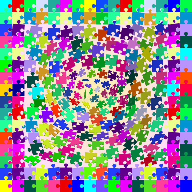 Multicolored raadselstukken die van de diepgaand torsie vallen stock illustratie Multicolored raadselstukken die van de diepgaand torsie vallen stock illustratie