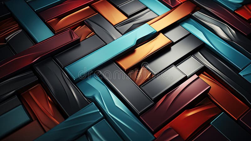 Multicolored Random 3d Block Zigzag Strips Digital Technology Background Image