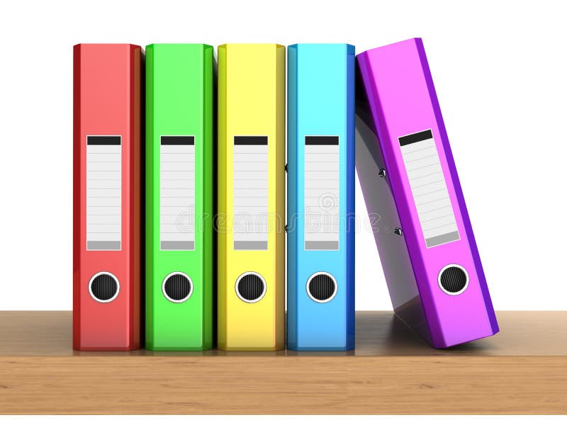 Multicolored ring binders stock illustration. Illustration of