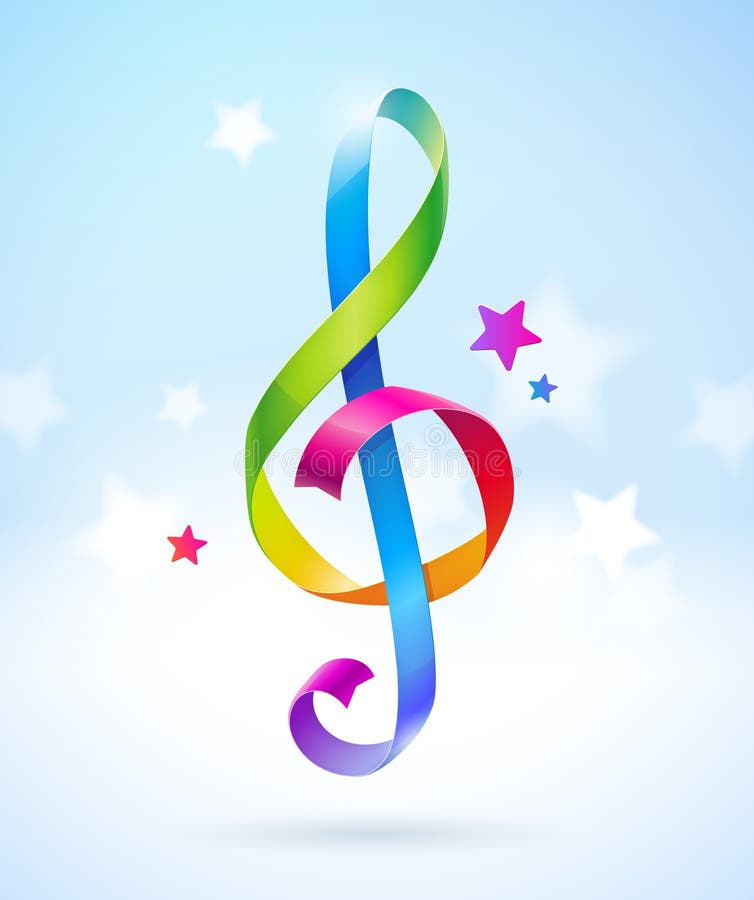 Multicolored shape of treble clef vector illustration