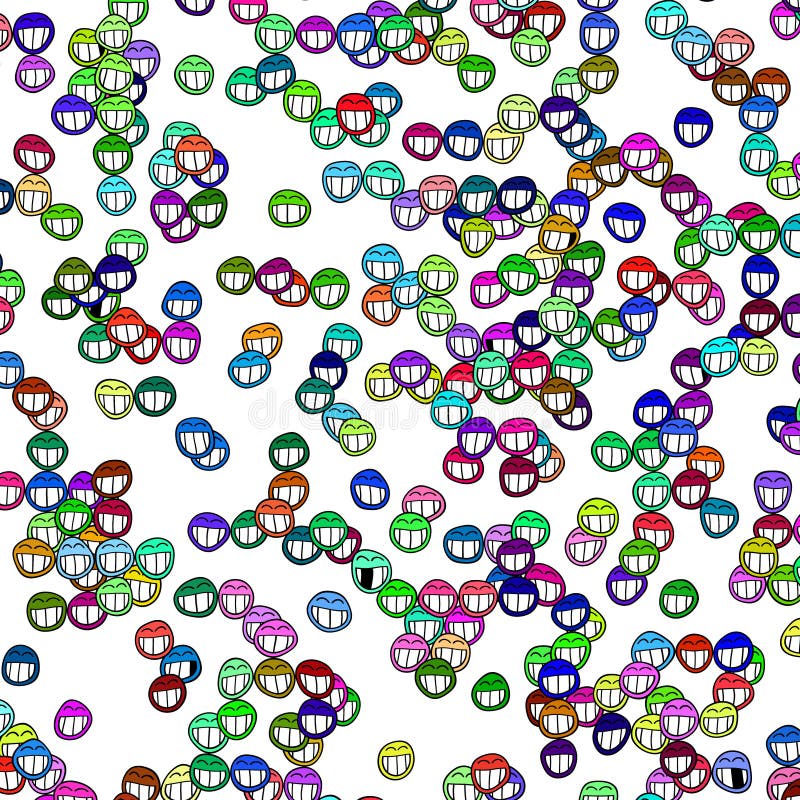 Multicolored smiley faces stock illustration