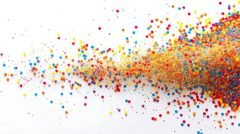Multicolored sprinkles scatter across a clean, white surface, creating a vibrant and playful explosion of color royalty free stock photography