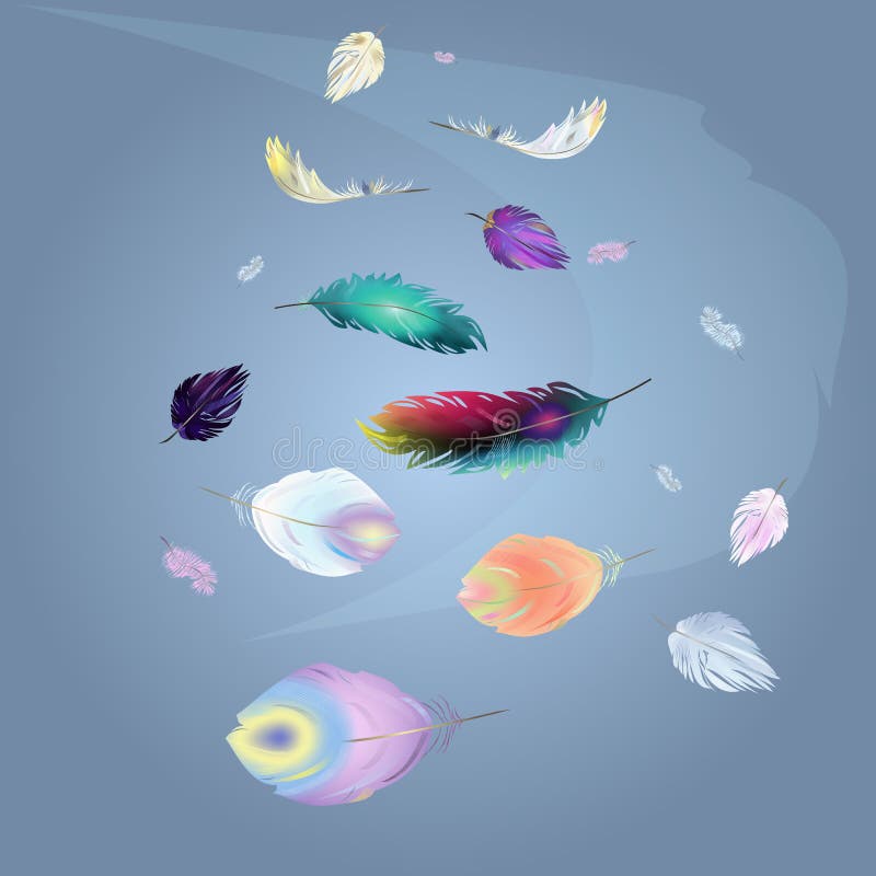 Multicolored stijgende verenachtergrond stock illustratie Multicolored stijgende verenachtergrond stock illustratie