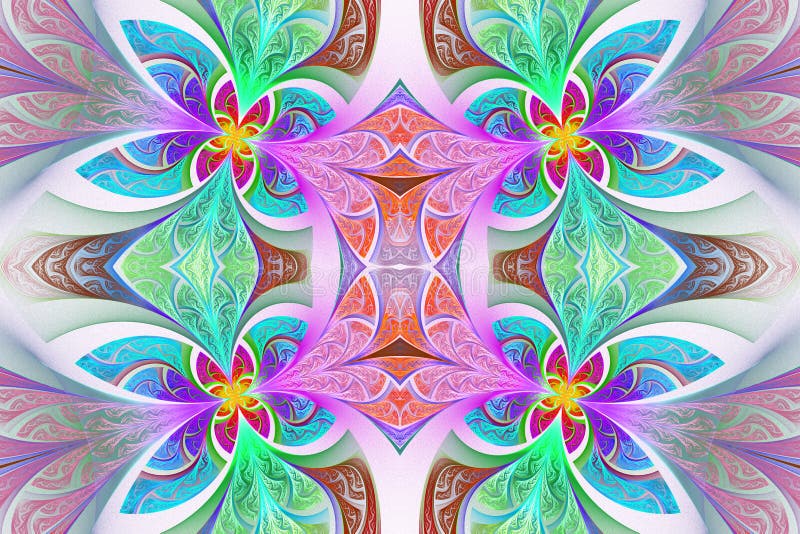 Multicolored Symmetrisch bloempatroon in gebrandschilderd glasvenster stock illustratie Multicolored Symmetrisch bloempatroon in gebrandschilderd glasvenster stock illustratie
