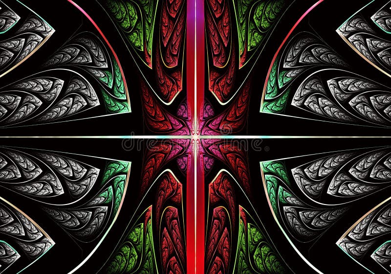 Multicolored symmetrisch fractal patroon als ornament E vector illustratie Multicolored symmetrisch fractal patroon als ornament E vector illustratie