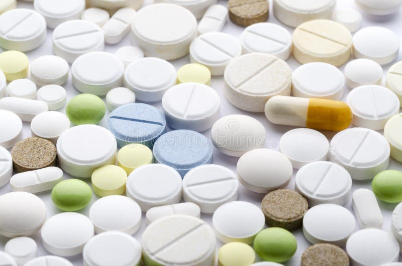 Multicolored Tablets of Different Shapes Closeup Stock Image Image