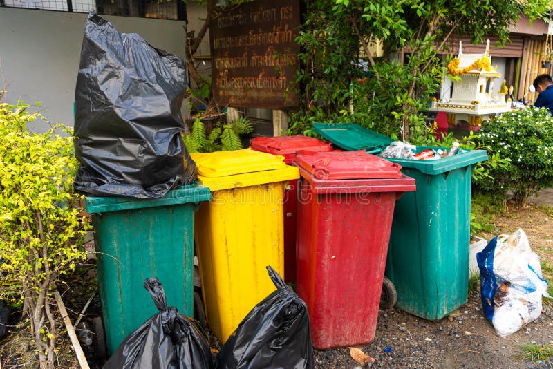 Trash Bins at the Park Around Long Beach, California. California is