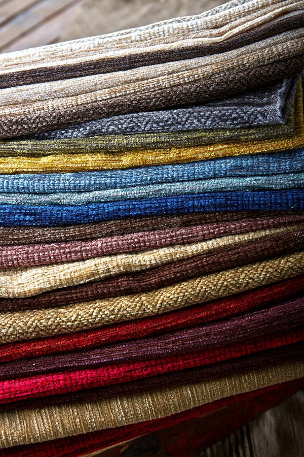 Multicolored Upholstery Fabric in the Store Stock Photo Image of