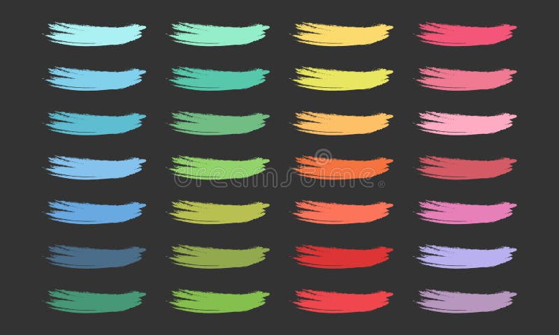 Multicolored vector brush strokes set. Colorful paint strokes. Vector EPS10 stock illustration