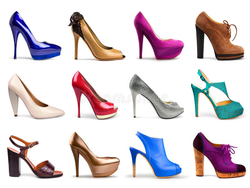 Veelkleurige damesschoenen royalty-vrije stock afbeelding