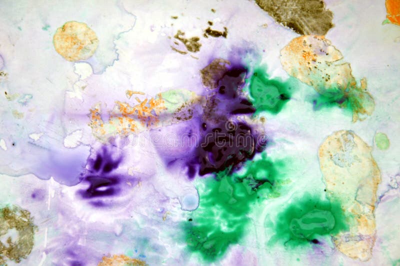 Multicolored watercolor pastel orange black blue green violet purple phosphorescent wet deep spots romantic background. Colors are placed at random on wet surface. Colorful vivid paint texture in pastel hues. Multicolored watercolor pastel orange black blue green violet purple phosphorescent wet deep spots romantic background. Colors are placed at random on wet surface. Colorful vivid paint texture in pastel hues.