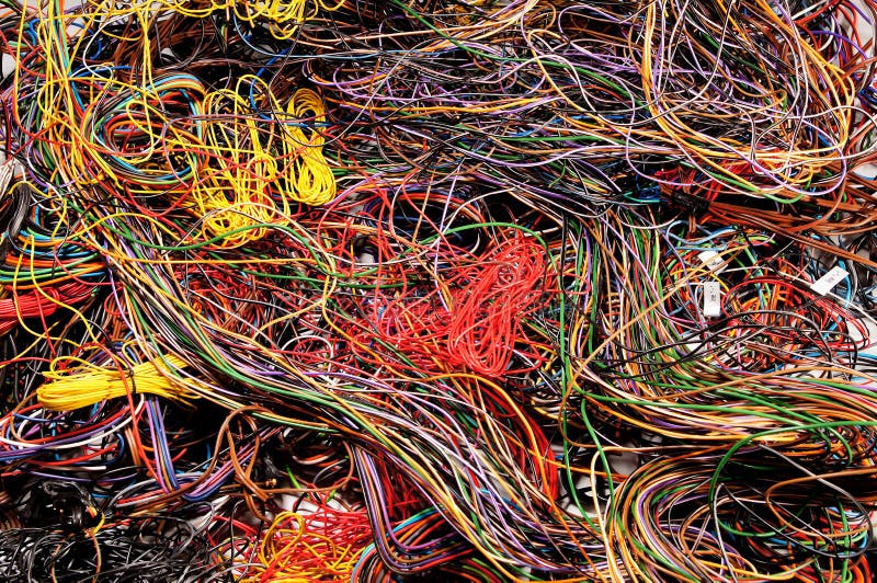 Pile of multicolored wires disarray. Power tech stock images, royalty-free photos and pictures