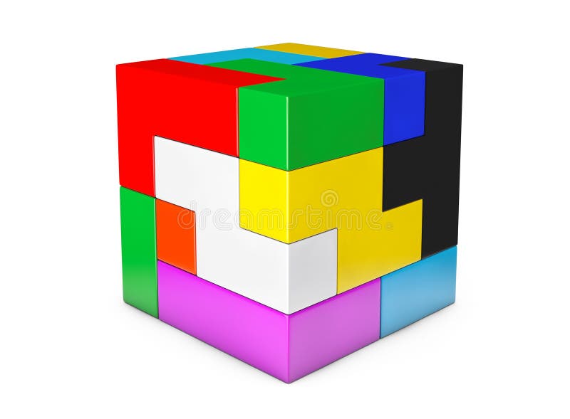 Multicolour игра головоломки куба иллюстрация вектора Multicolour игра головоломки куба иллюстрация вектора