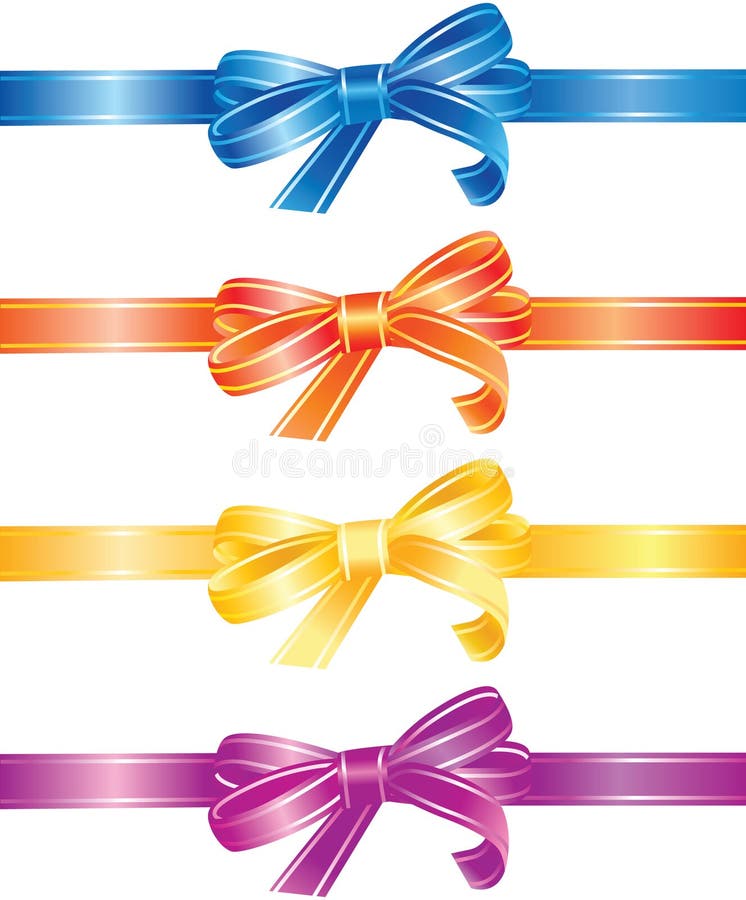 Multicoloured bows and ribbons set