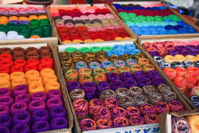Multicoloured Wool Yarns on Mexican Market Stall Stock Photo Image of