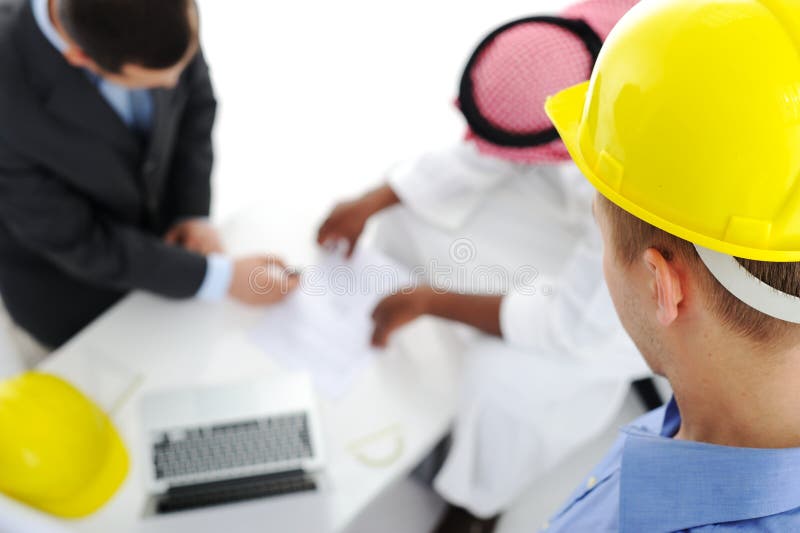 Multicultural group of engineers architects royalty free stock photography