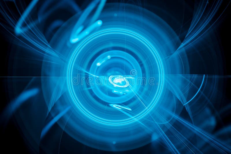 Multidimensional blue glowing futuristic circles background vector illustration