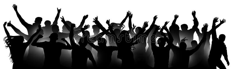 Multidão alegre que aplaude, silhueta dos povos ilustração royalty free Multidão alegre que aplaude, silhueta dos povos ilustração royalty free