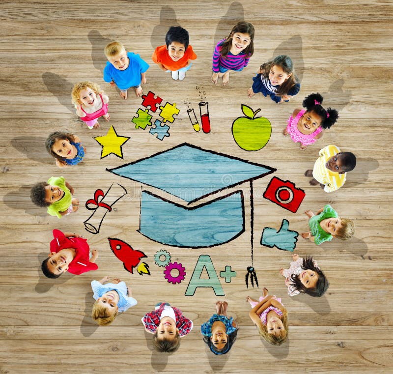 Multiethnic Group Children Education Concept vector illustration