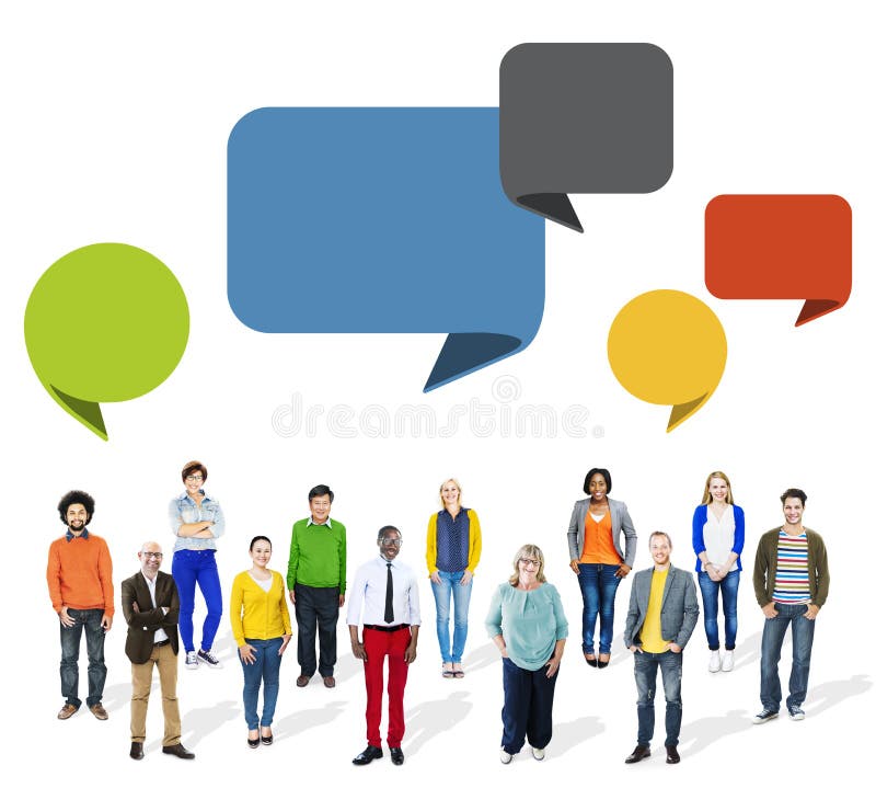 Multiethnic Group of People with Speech Bubbles Stock Image - Image of ...