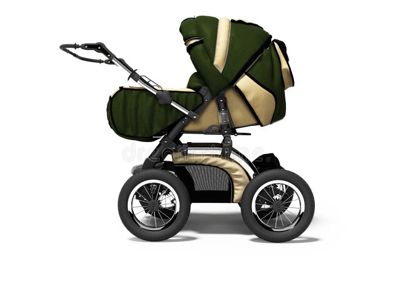 khaki green pram