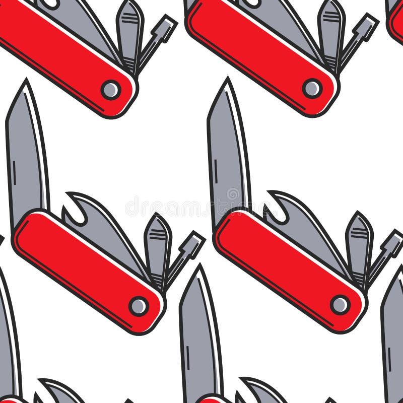 Multifunctional hjälpmedel för schweizisk modell för knivSchweiz symbol sömlös royaltyfri illustrationer