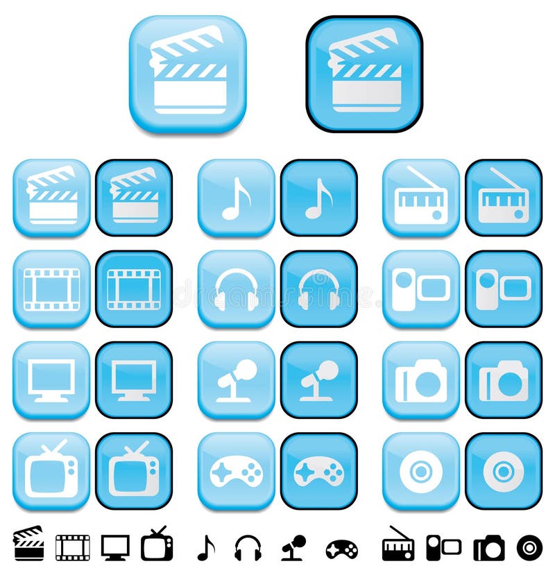 Multimedia Buttons Pushed Effect Stock Illustrations 1 Multimedia