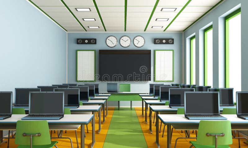 Multimedia classroom without student