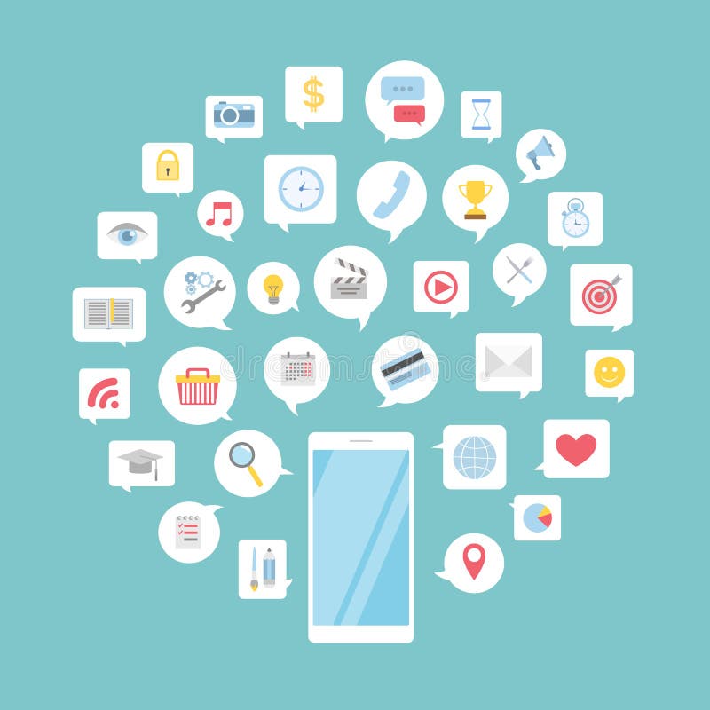 Multimedia im Smartphone stock abbildung Multimedia im Smartphone stock abbildung