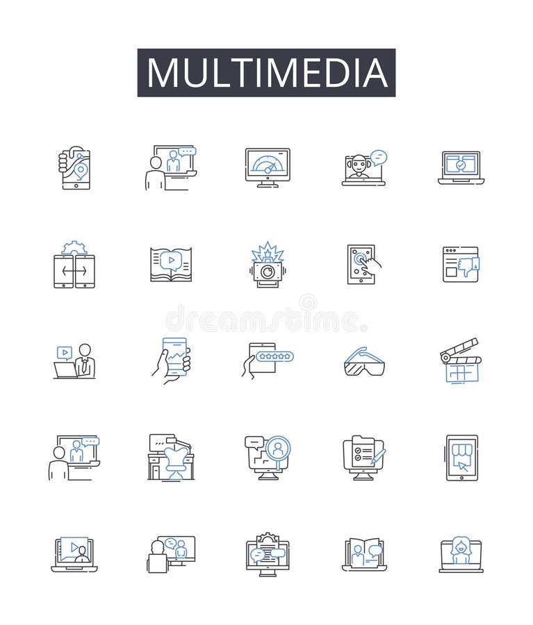 Multimedia Line Icons Collection. Interactive Media, Digital Content