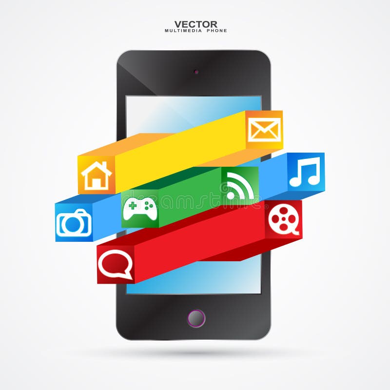 Multimedia phone stock vector. Illustration of messaging 30341967