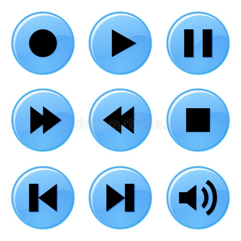 Multimedia-Spieler-Knopffarbvektorillustration stock abbildung Multimedia-Spieler-Knopffarbvektorillustration stock abbildung