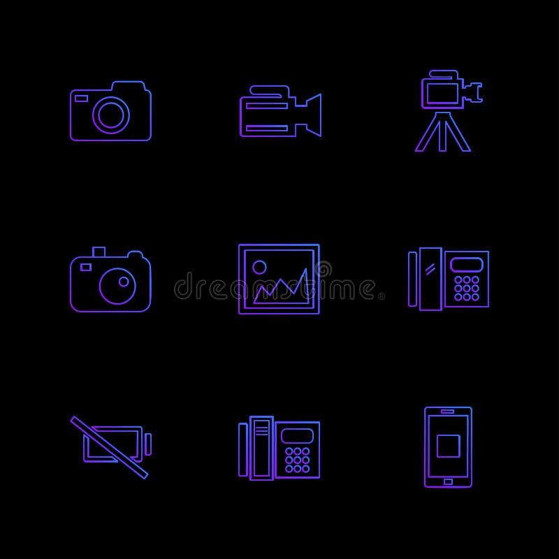 Multimedia , user interface , camera , technology , play , pause , camcoder , video , click , capture , image , photography , photograph , icon, vector, design, flat, collection, style, creative, icons - This Vector EPS 10 illustration is best for print media, web design, application design user interface and infographics with well composed layers for the ease of user. Camcoder vectors