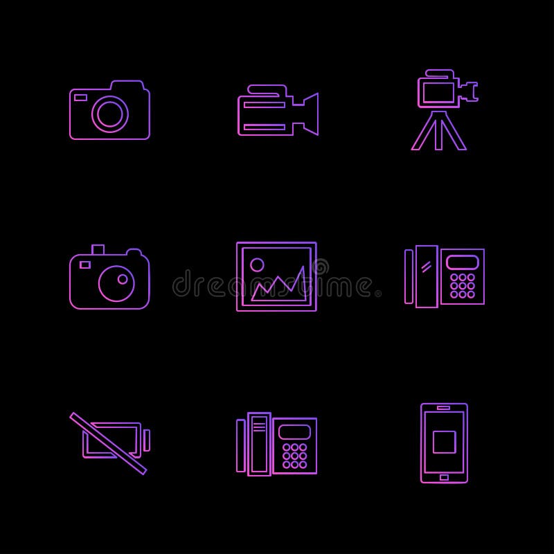 Multimedia , user interface , camera , technology , play , pause , camcoder , video , click , capture , image , photography , photograph , icon, vector, design, flat, collection, style, creative, icons. Camcoder vectors