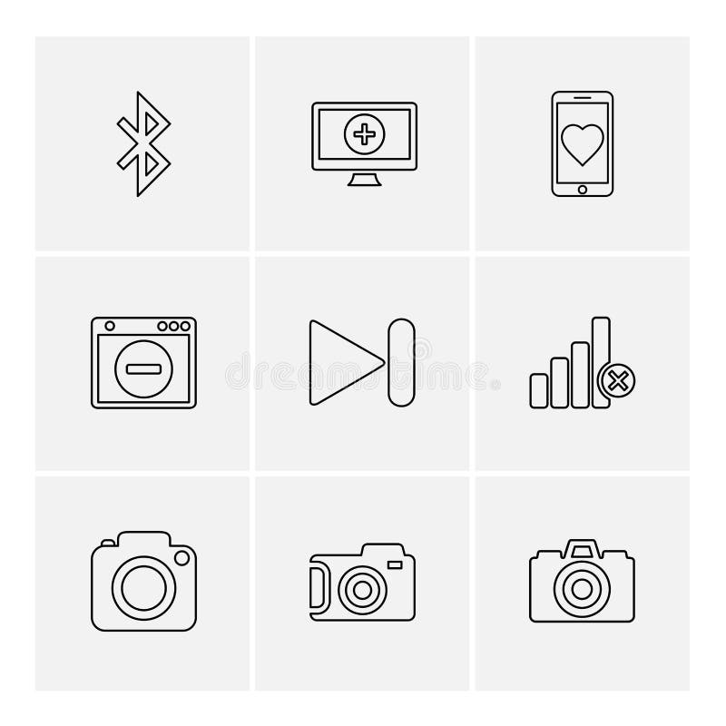 Multimedia , user interface , camera , technology , play , pause , camcoder , video , click , capture , image , photography , photograph , icon, vector, design, flat, collection, style, creative, icons - This Vector EPS 10 illustration is best for print media, web design, application design user interface and infographics with well composed layers for the ease of user. Camcoder vectors
