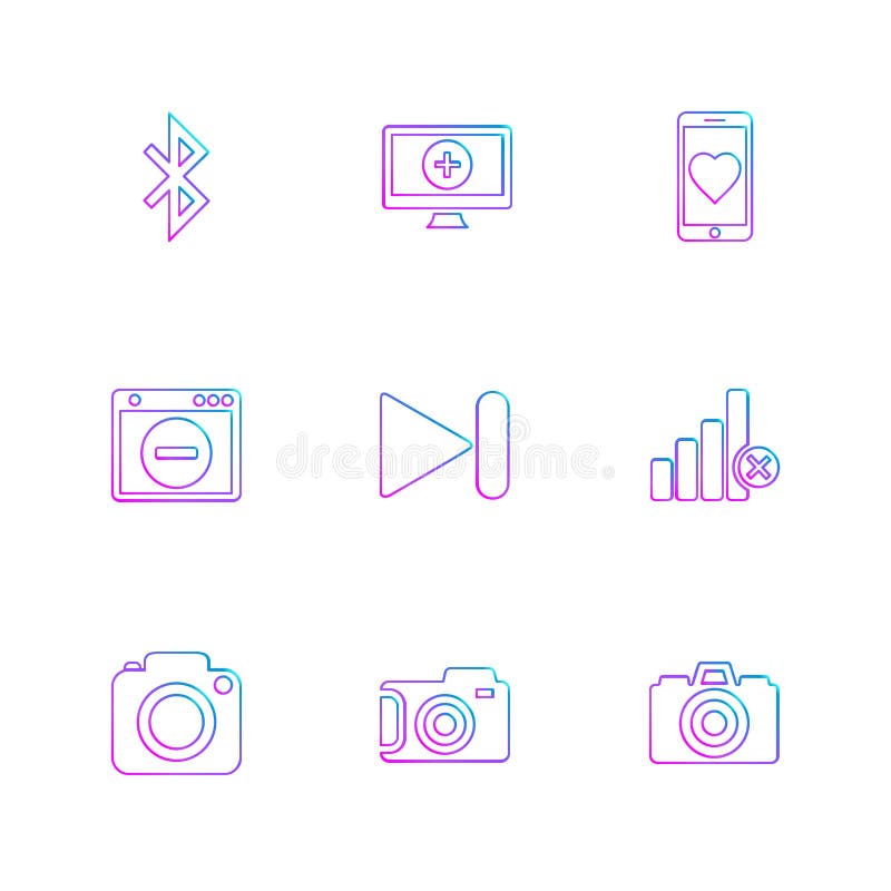 Multimedia , user interface , camera , technology , play , pause , camcoder , video , click , capture , image , photography , photograph , icon, vector, design, flat, collection, style, creative, icons - This Vector EPS 10 illustration is best for print media, web design, application design user interface and infographics with well composed layers for the ease of user. Camcoder vectors