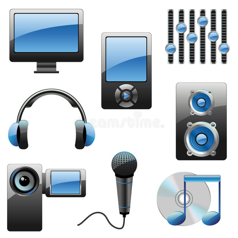 Multimedia vector icon set