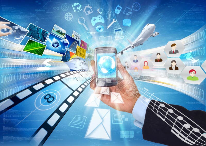 multimedior som delar smartphone vektor illustrationer multimedior som delar smartphone vektor illustrationer