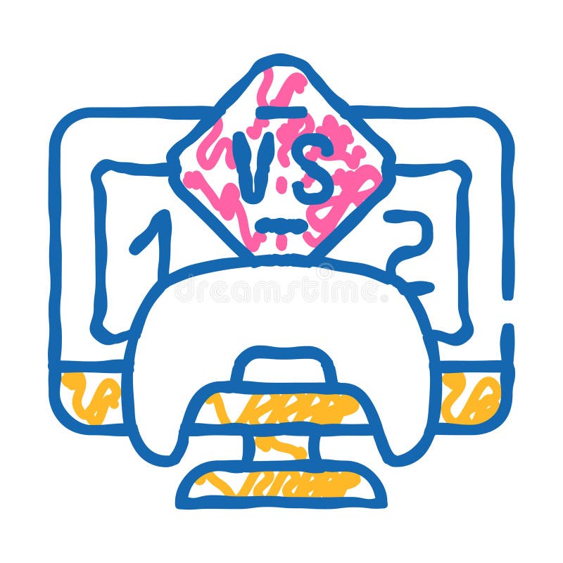 Multiplayer games game development icon doodle illustration stock illustration