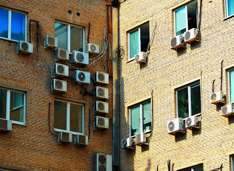 Multiple Air Conditioners Cooling Old House Stock Image Image of