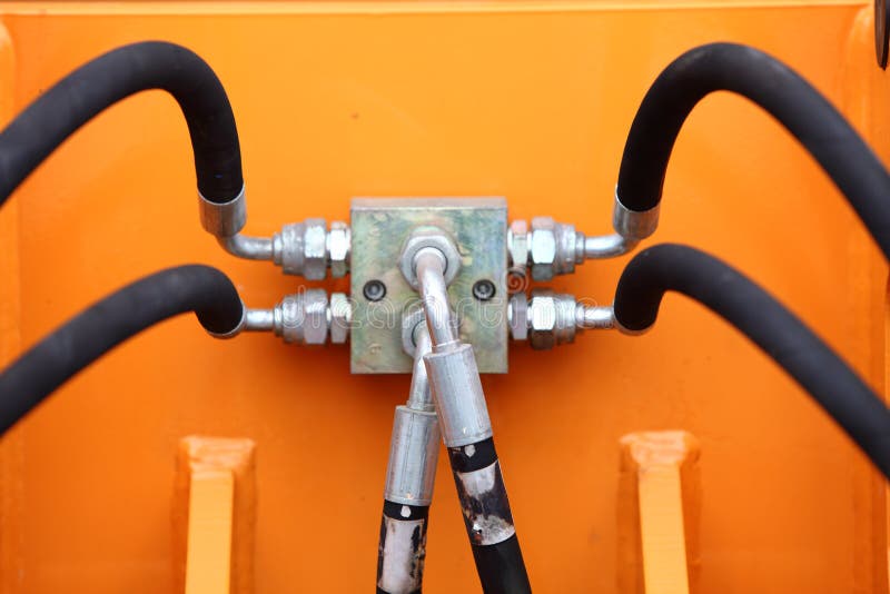 Multiple Black Hydraulic Hoses on an Excavator Stock Image Image of