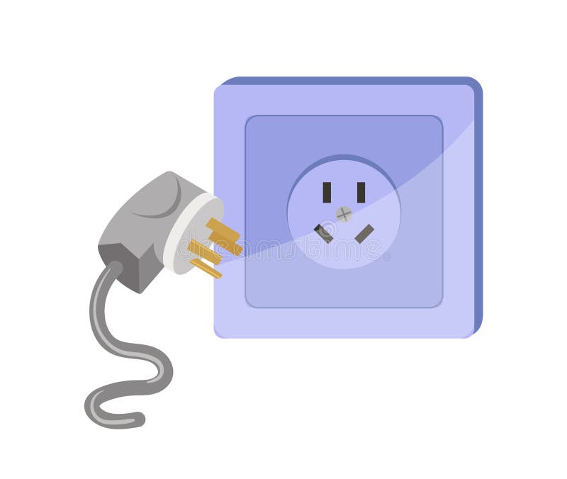 Multiple cable power plugs and electrical socket vector illustration isolated on white background vector illustration