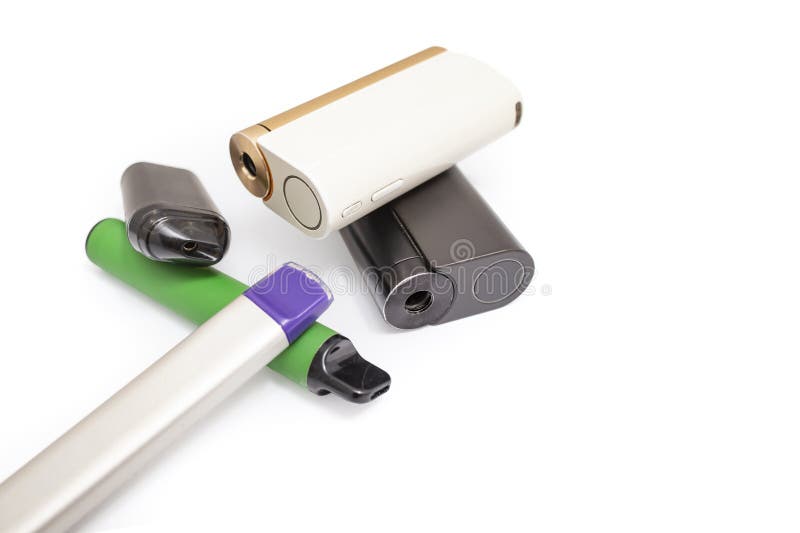 Multiple Colored Electronic Cigarettes Pile, Isolated
