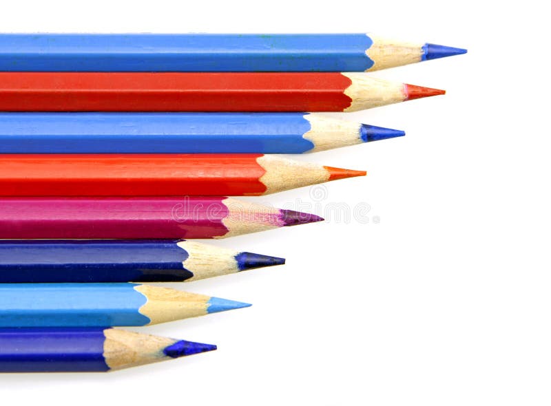 Multiple colour wooden pencil on white background