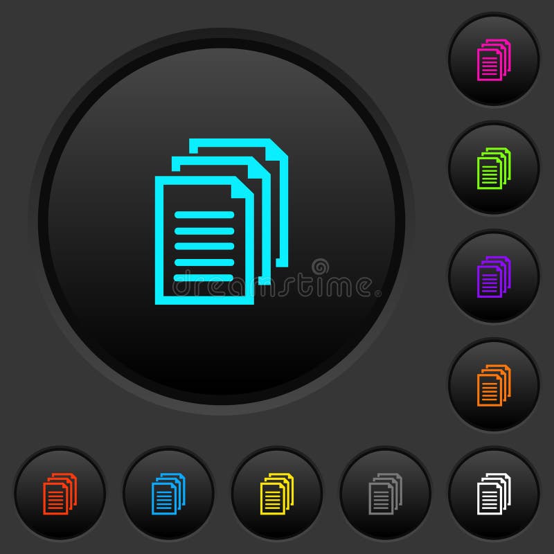 Multiple documents dark push buttons with color icons royalty free illustration