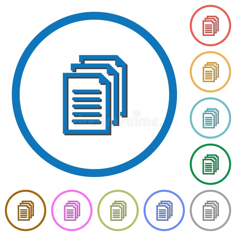Multiple documents icons with shadows and outlines stock illustration